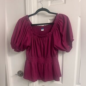 Old Navy Women's Puff Sleeve Blouse - Burgundy